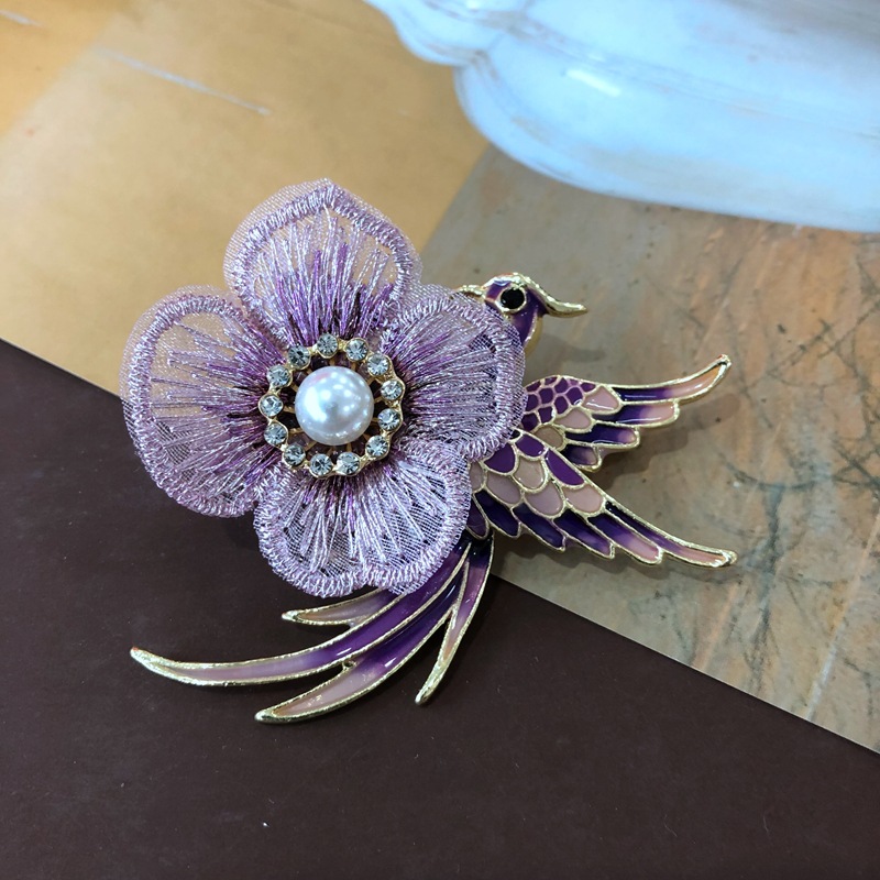 Retro Color Oil Painting Glass Gem Stone Flower Embroidery Brooch Wholesale Nihaojewelry display picture 31