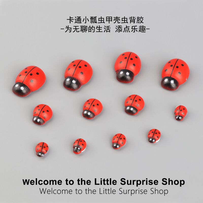 Micro-Landscape Wooden Craft Artificial Seven-Star Ladybug Small Ladybug DIY Cartoon Accessories Decorative Accessories