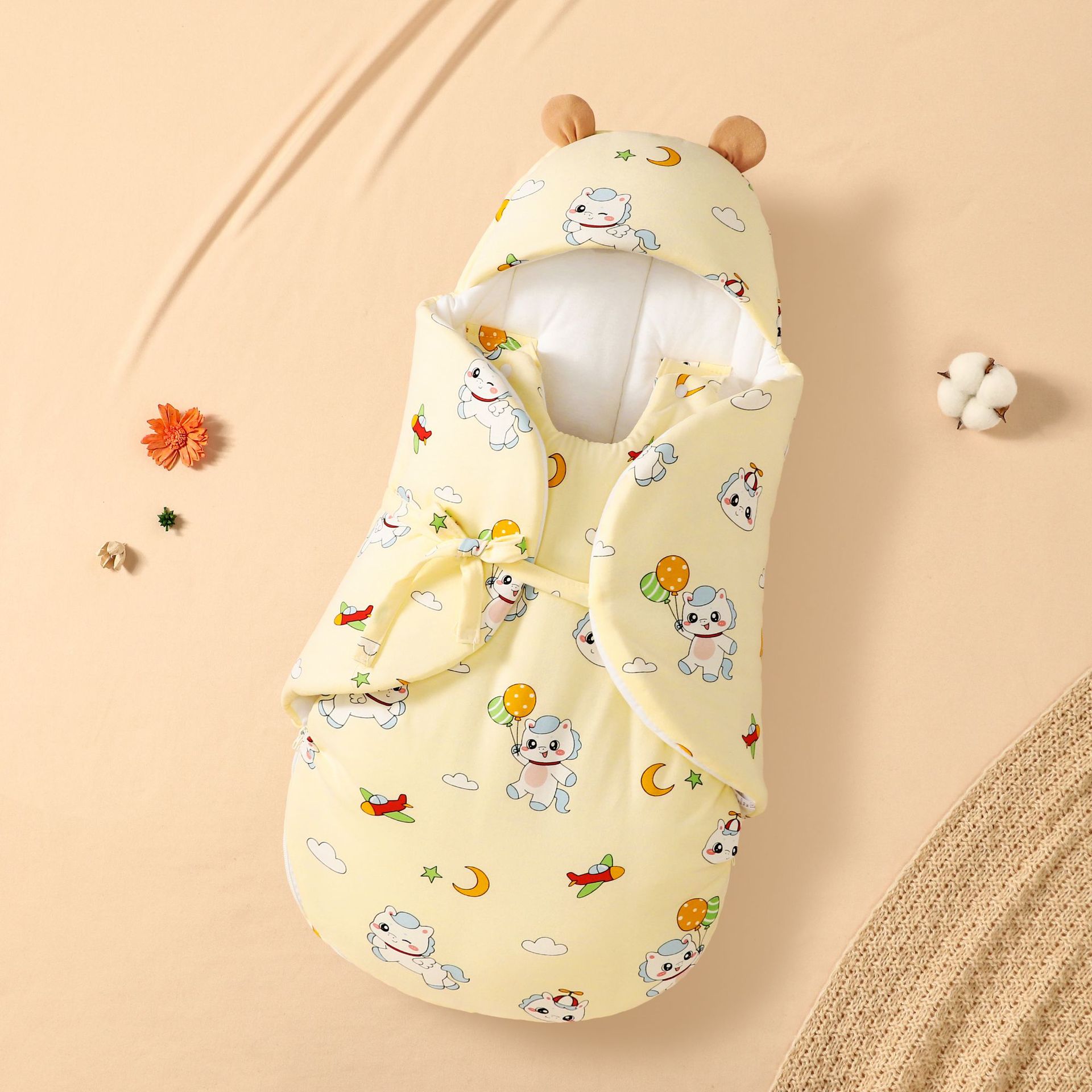 순면 침낭 노란색 플라잉 포니