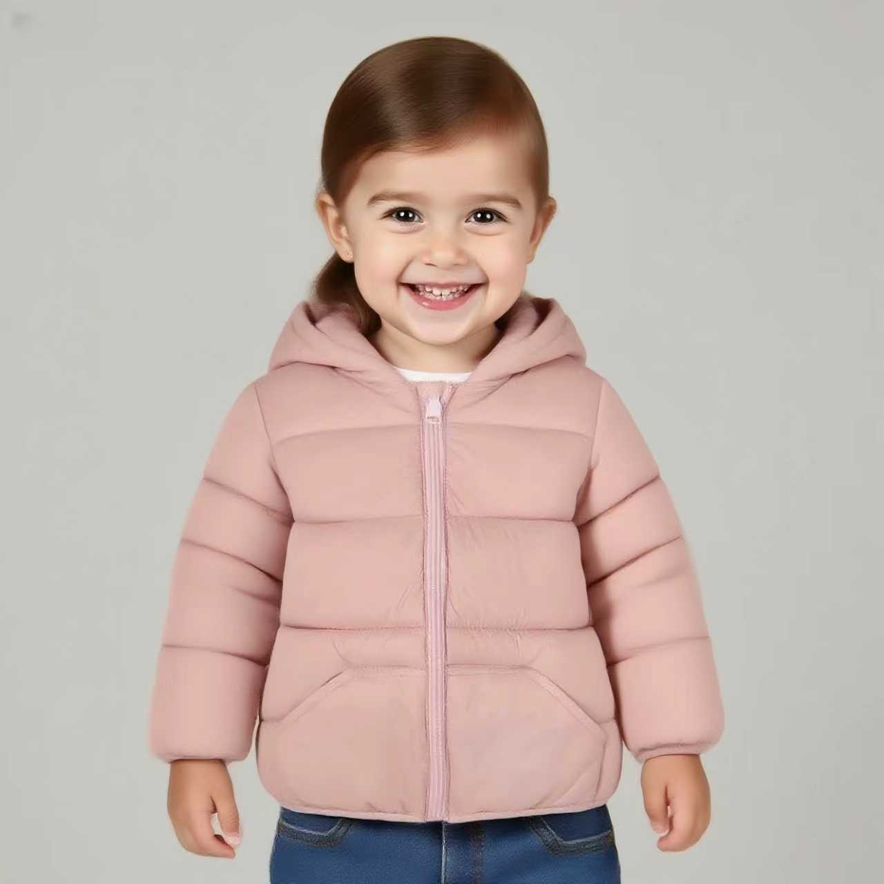 865 nuevo bebé de bolsillo ropa de algodón niños niños niñas ropa de invierno cálida orejas chaqueta con capuz