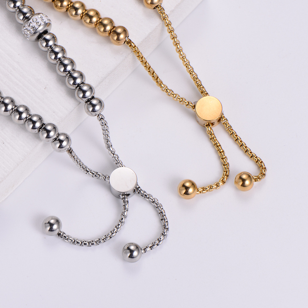 fashion diamond stainless steel beaded stitchin bracelet