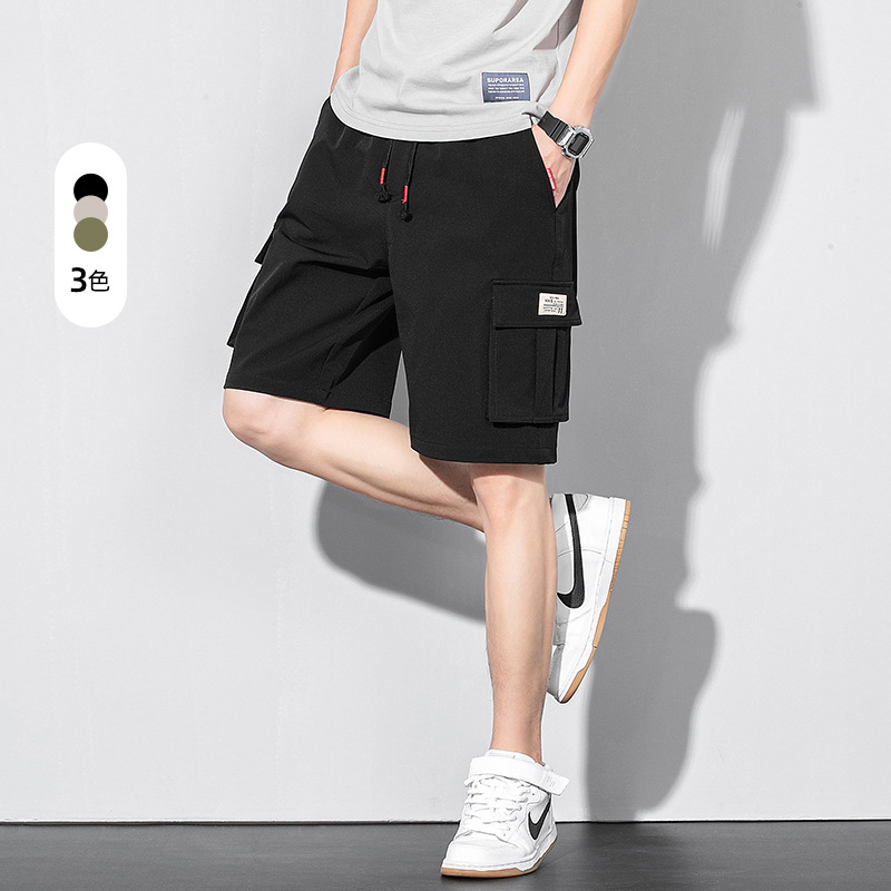 Summer new men's Korean-style multi-pocket elastic comfortable workwear casual pants trendy Net red same style plus size shorts
