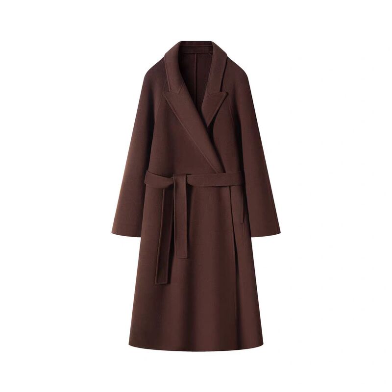 [Cedar Forest Whisper] 100% Sheep Wool Double-Sided Woolen Coat, Lazy Style, 2025 Winter Women's Long Woolen Coat