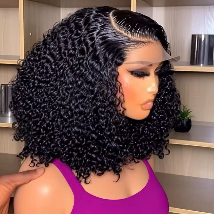 European and American Cross-Border Women's African Small Curly Lace Front Wig, Black Short Curly Hair, Synthetic Fiber Full Wig, in Stock from the Manufacturer