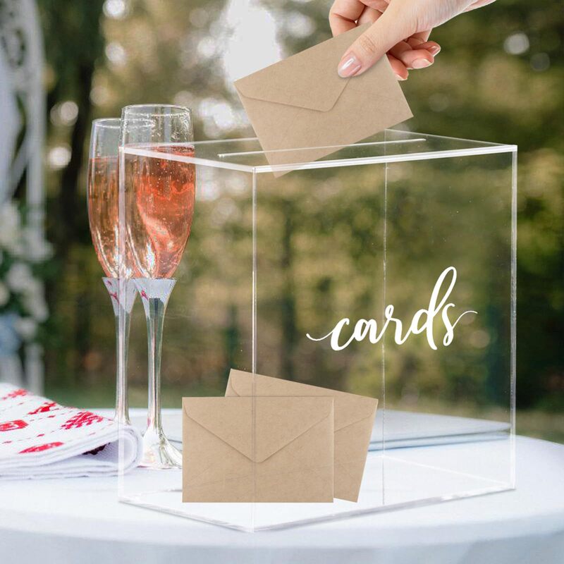 Cross-Border Transparent Acrylic Card Box Lid with Slot DIY Wedding Box Decoration Fundraising Box Voting Box Cross-Border Transparent Acrylic Card Box Lid with Slot DIY Wedding Box Decoration Fundraising Box Voting Box