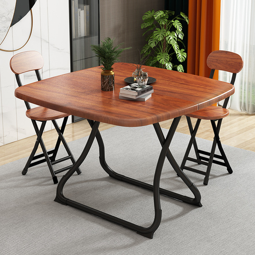 Folding table dining table household dining table, foldable simple small square table, no assembly required, portable table and chair set