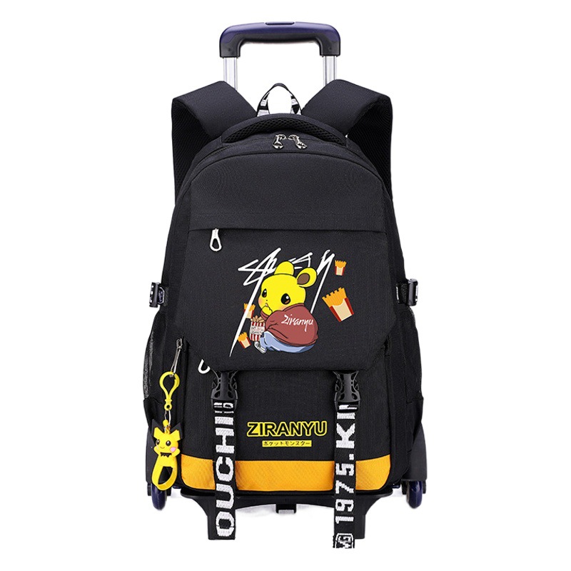 De una pieza de entrega de pescado natural carro mochila dibujos animados Dibujos Animados Escuela Primaria estudiante grado 2-6 niño seis ruedas escalera