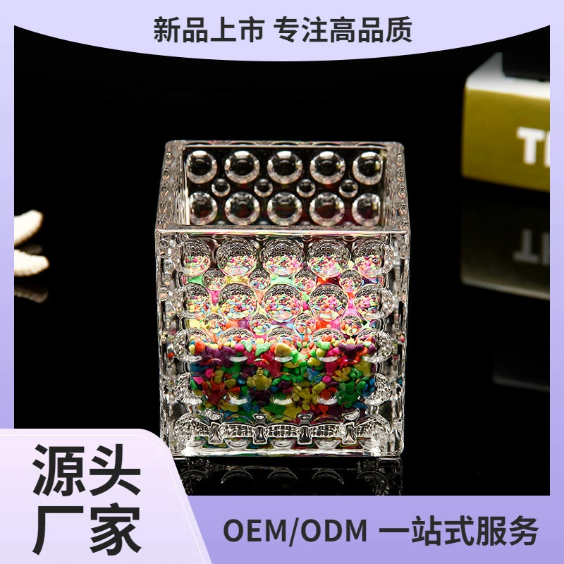 Оптовая продажа готовых бонсай в круглых прозрачных стеклянных квадратных аквариумах с микроландшафтом, подсвечниками и прессованными бусинами, зеленые растения.