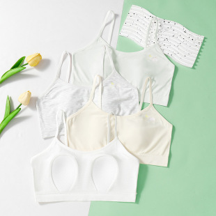 Japanese Girl Underwear Junior Senior high school Students Puberty Latex Fixed Cup Vest No Steel Ring Comfortable Bra