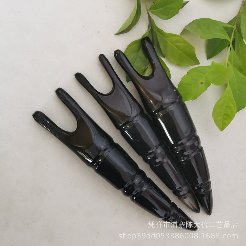 黒牛角彫刻鼻剃りマッサージ器サイズランダム発竹節ハンドル彫刻ハンドル黒鼻剃り|undefined