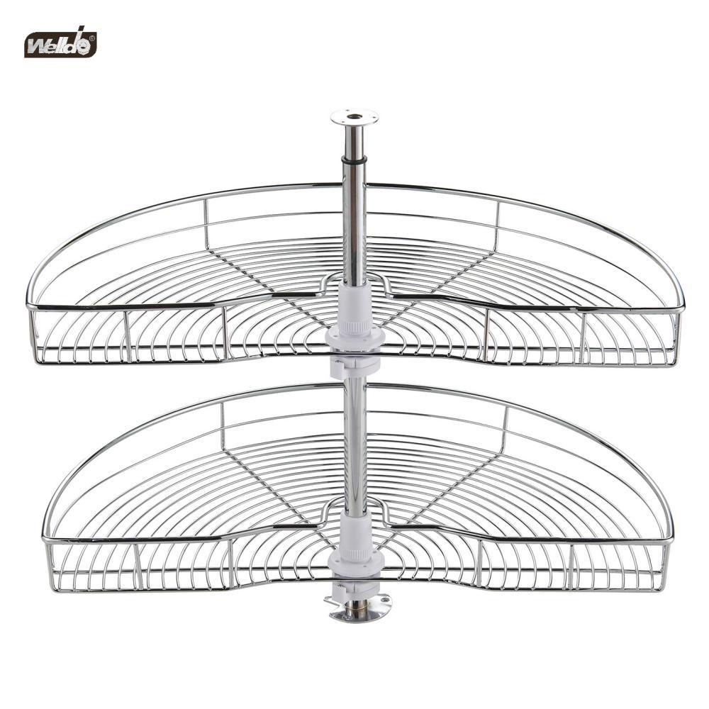 Welldo纬东 橱柜拉篮双层180°转盘篮转盘置物拉篮
