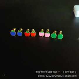 跨境欧美新款不锈钢滴油苹果平安果耳骨钉创意螺塞防掉厂家直销