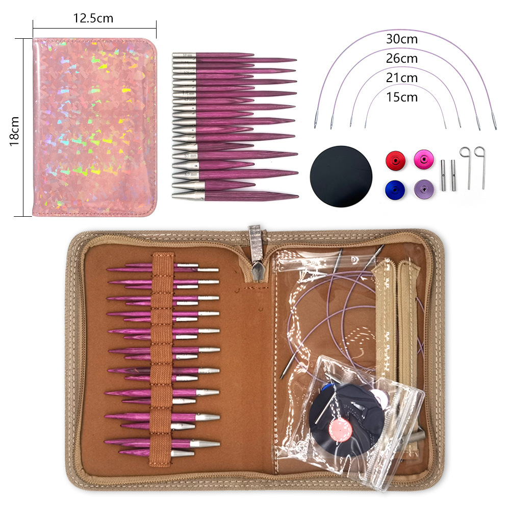 Herramientas de trenzado transfronterizas abedul púrpura aguja de manga 5 + 8 aguja de manguita desmontable un conjunto de 10 pagado 3.0-6.