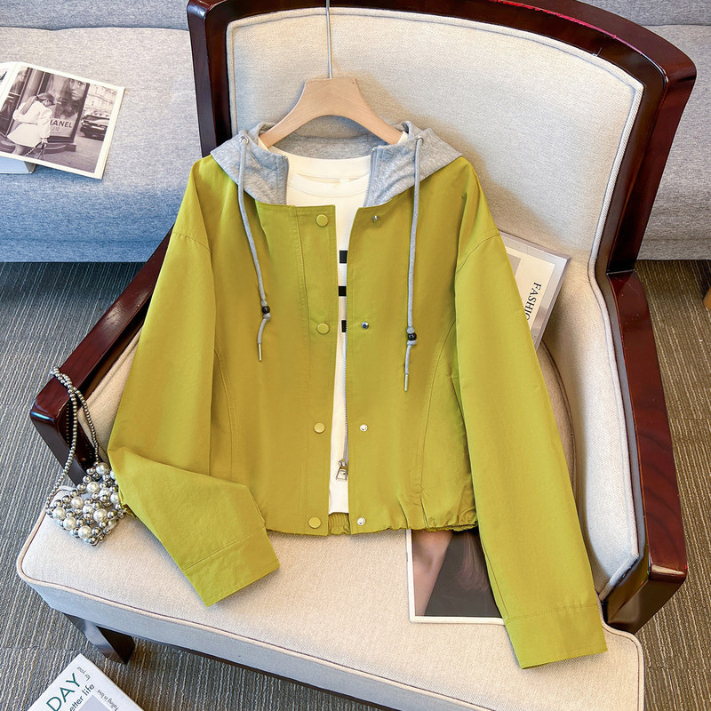 Fake two-piece hooded baseball jacket for women, lightweight, 2026 early spring/autumn new Korean style, super stylish Fake two-piece hooded baseball jacket for women, lightweight, 2026 early spring/autumn new Korean style, super stylish