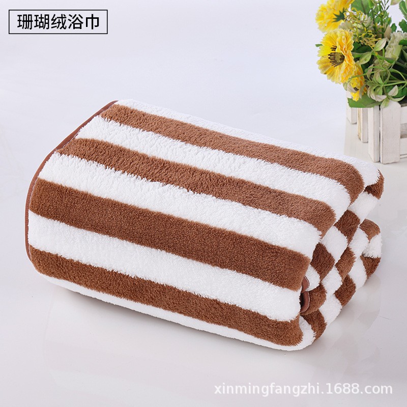 Toallas de secado rápido toallas de coral toallas de lana para lavar la cara banda ancha toallas caseras rayas catiónicas espesar toallas de baño absorbentes