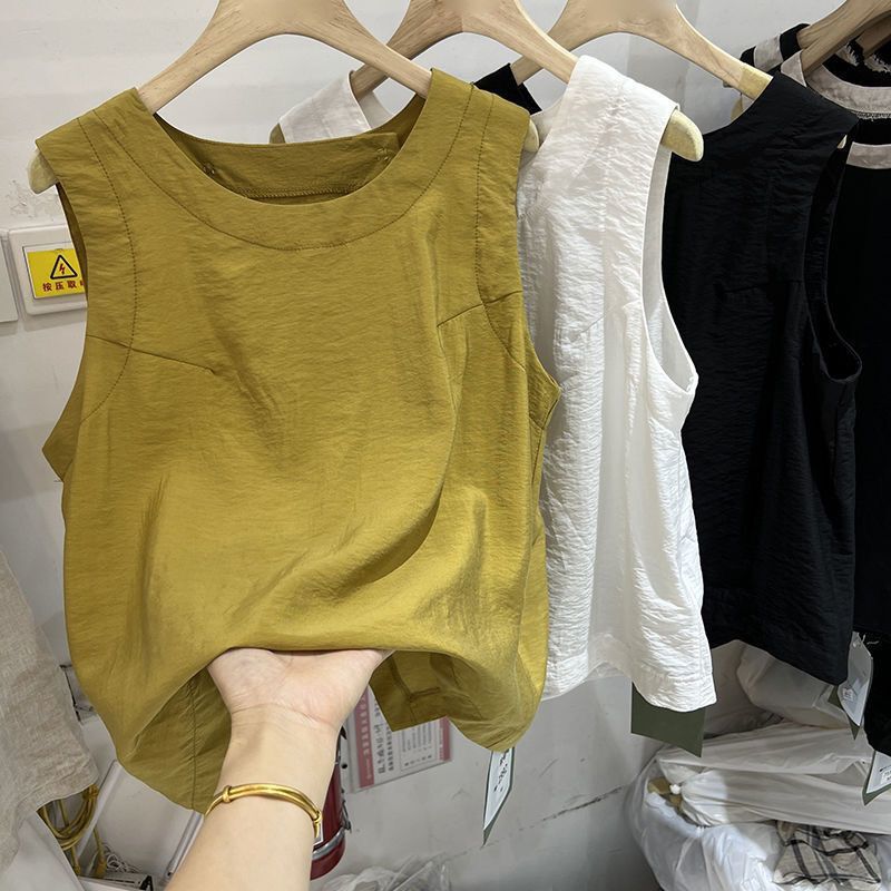 Korean Style Irregular Back Split Sleeveless Shirt Women's Summer 2024 New Loose Slimming Short Front and Back Long Shirt Top