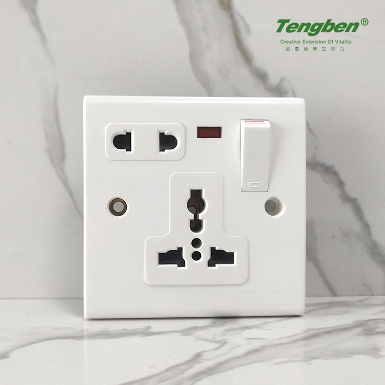 出口外贸 墙壁86型暗装插座五孔多孔插座指示灯带开关