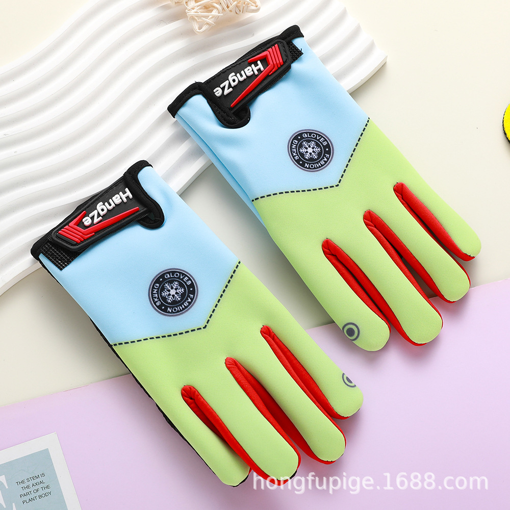 Guantes para niños otoño y invierno estudiantes a prueba de viento dibujos animados de terciopelo caliente guantes de grasa al aire libre a prueba de frío