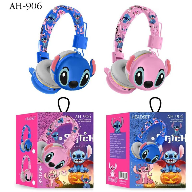 New Explosions of Cross-border Foreign Trade Headset Bluetooth Headset AH-906 Series Children's Electric Competition Cute Cartoon Foldable
