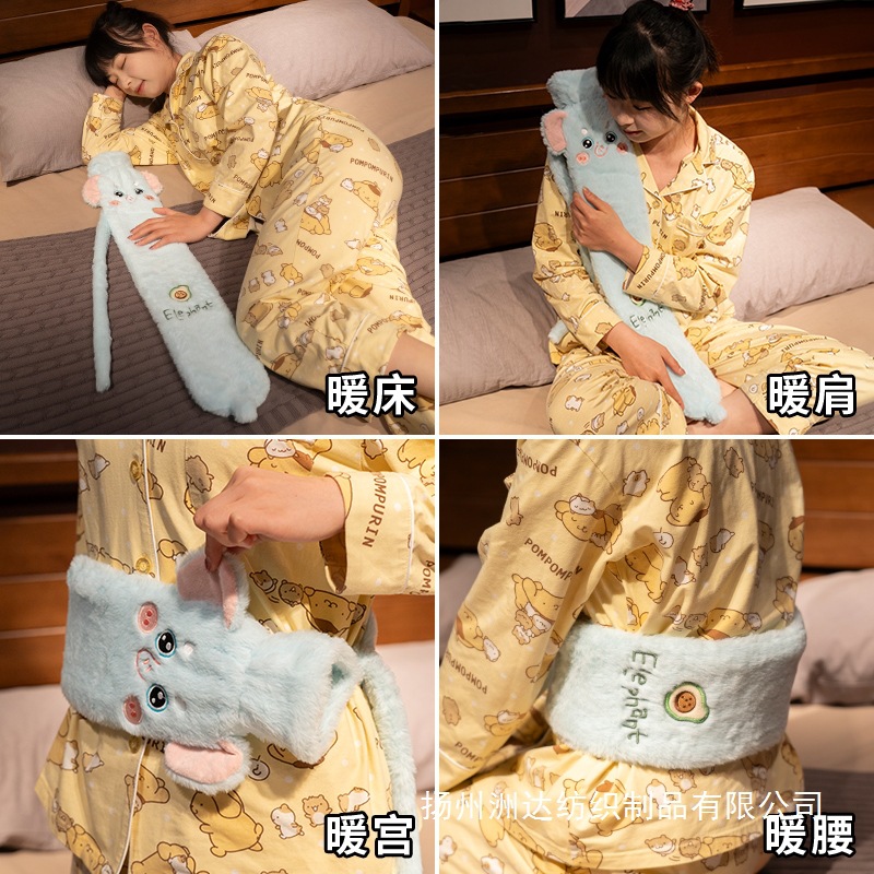 Bolsa de agua caliente de invierno almohada de tira larga almohada para niñas dormir piernas para dormir cama de peluche dormitorio de estudiantes cama caliente de invierno image 2