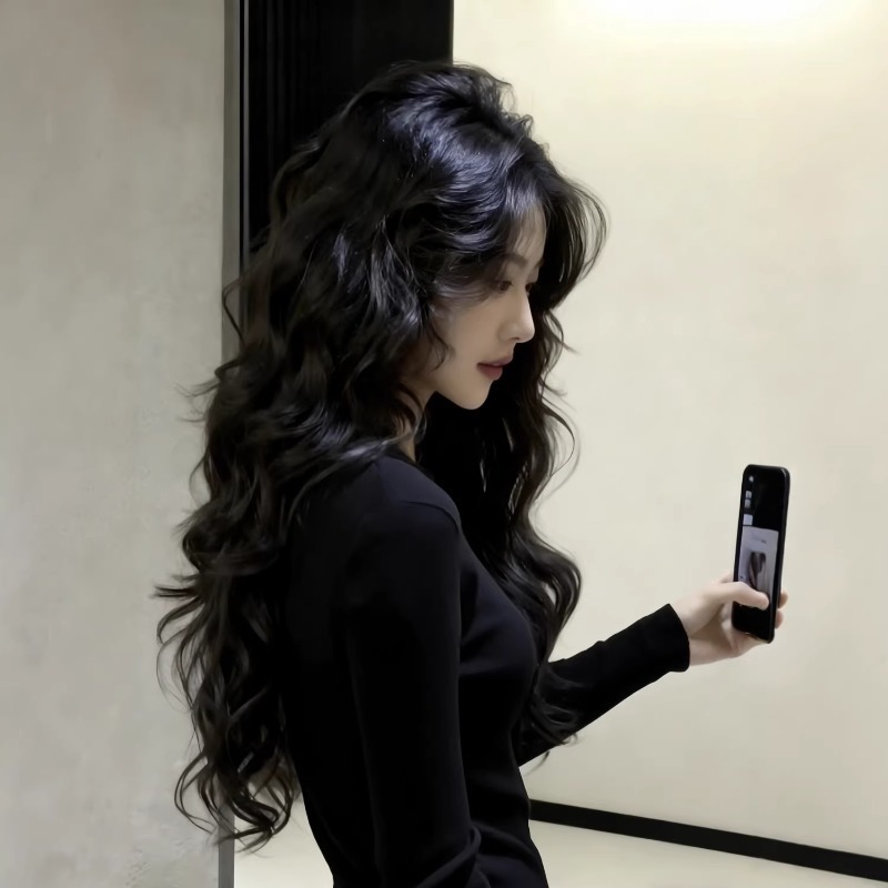 Kony pelucina de lana rizada larga cabello rizado en la red de huevos de Hong Kong temprano rojo lolita diaria cabeza completa para mujeres