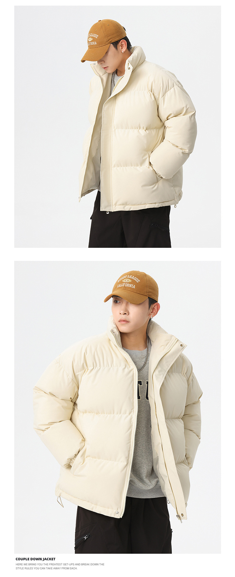 Novità invernale per uomo e donna, giacca in cotone tinta unita, ampia e comoda, da uomo_voghion.com