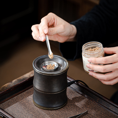 Electronic incense burner, electric aroma diffuser, electric incense stove with timer and temperature control, dry-burning ceramic agarwood powder essential oil sandalwood.