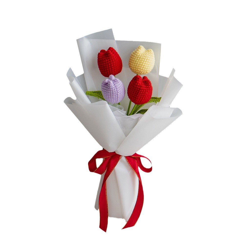 Navidad hecha a mano un ramo de girasoles mezclar y combinar imitación ganchillo flores tulipas regalos de vacaciones