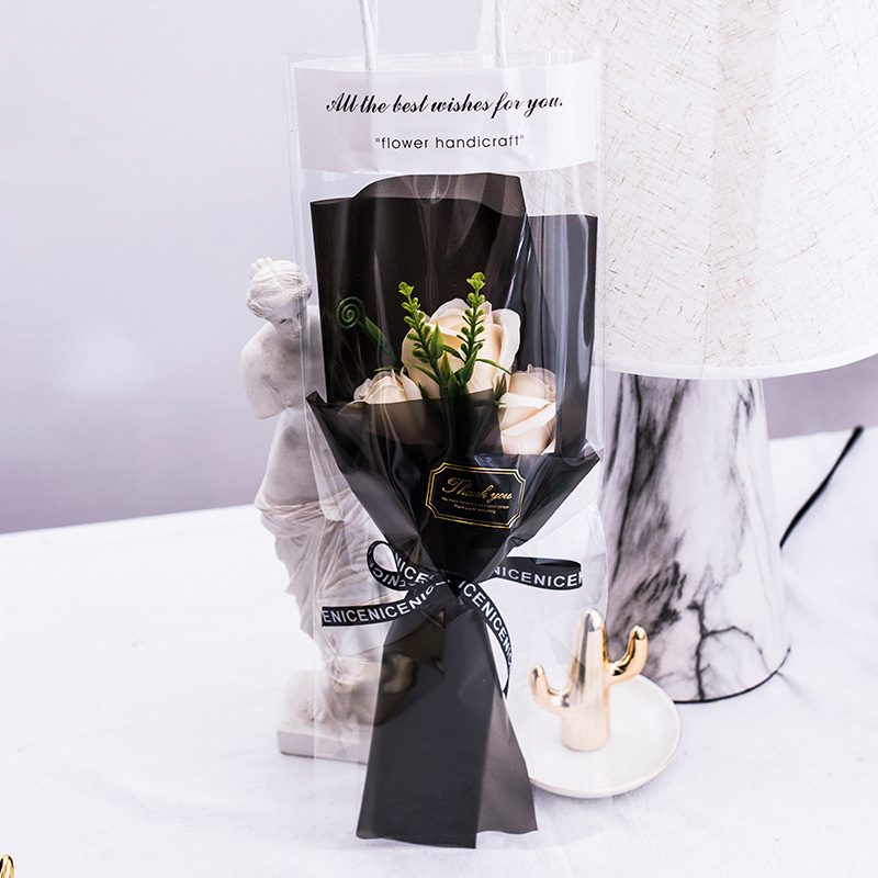 香槟3朵玫瑰+礼袋