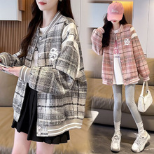 女童秋装小香风长袖外套2025新款中大童洋气单排扣棒球服时髦开衫