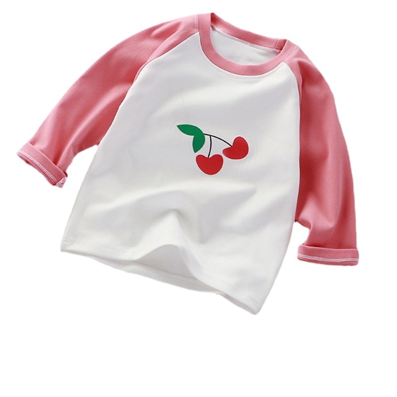Camisa de fondo para niños de estilo coreano camisa de una sola capa de manga larga a juego de colores cálidos para niños y niñas Primavera, Otoño e Invierno ropa de otoño para Bebés Ropa para niños