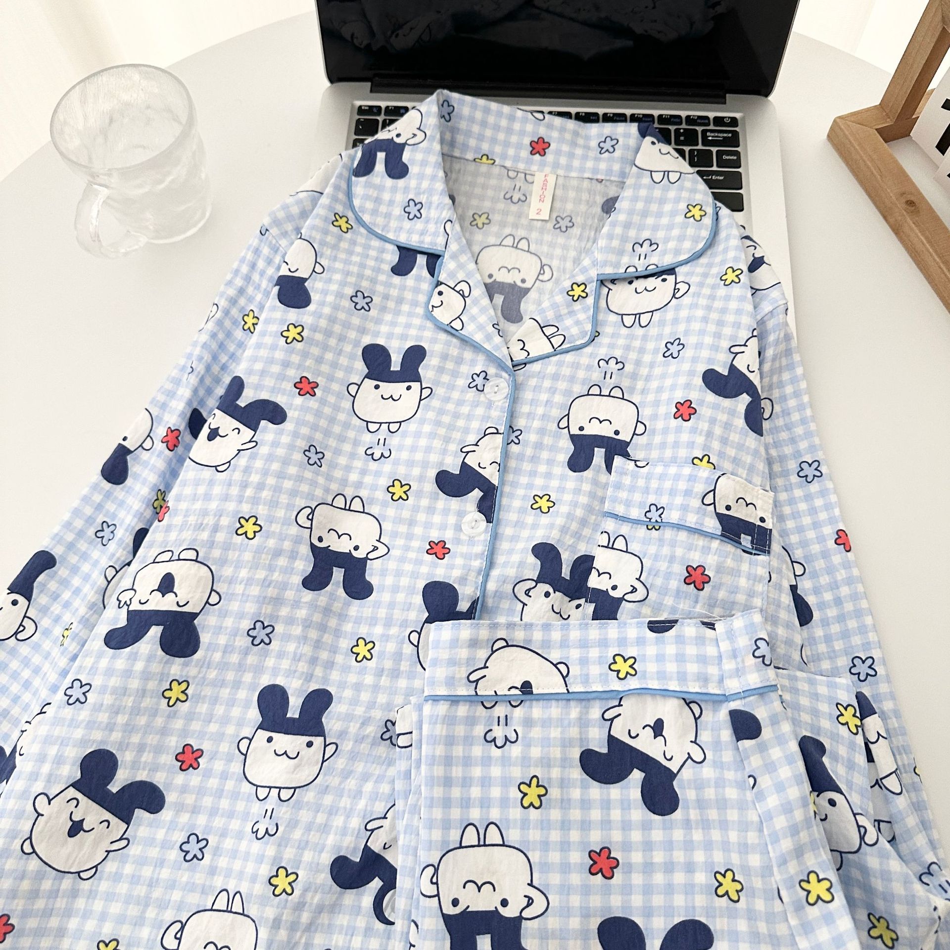 Transfronterizo Vietnam al por mayor nubes de algodón pijama de otoño cardigans de dibujos animados con solapa nuevos pantalones de manga larga ropa para el hogar