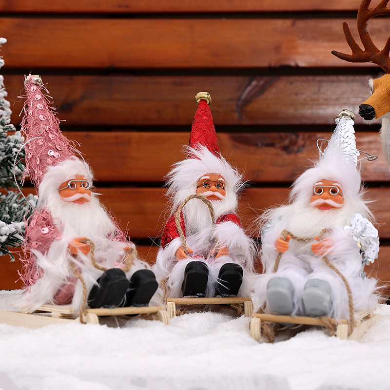 Fournitures de décoration de Noël transfrontalières Poupée de vieil homme barbu blanc Cadeau pour enfants Arrangement d'ambiance Poupée d'ornement de bureau