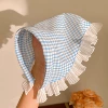 Blue and white checkered [headband style]
