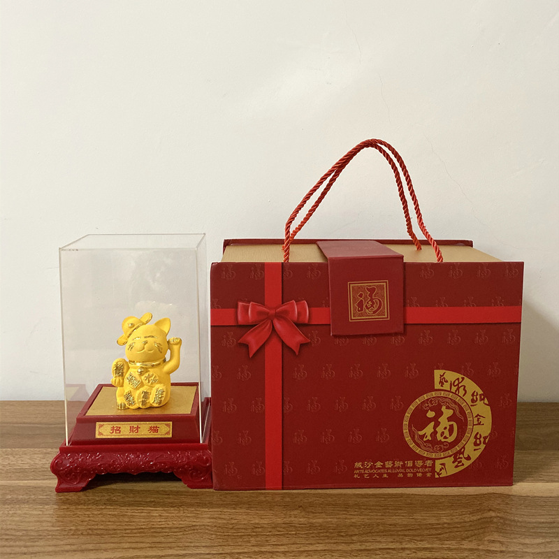 Rongsha gold luck lucky cat ornaments beckoning cat fortune and treasure company front desk cashier decoration ornaments