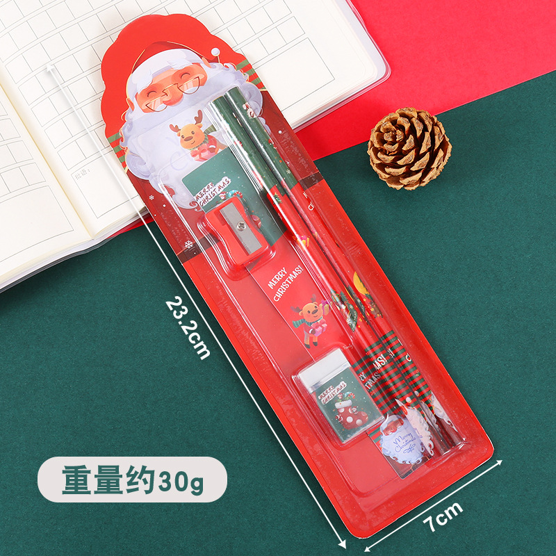 Lápiz de Navidad transfronterizo dibujos animados lindo lápiz en caja 6 piezas con borrador lápiz HB regalo de Navidad al por mayor