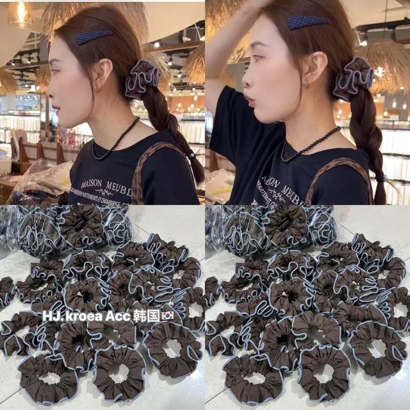 韩系高质感木耳边缎面小肠发圈高品质发量少布艺头圈扎马尾发饰女|undefined