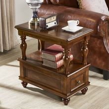 美式实木边几边桌创意矮桌边柜沙发角几欧式小边桌茶几迷你客厅P^