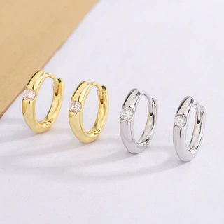 新品精致通勤白领小众设计高级感圆圈锆石耳扣女简约时髦耳环批发
