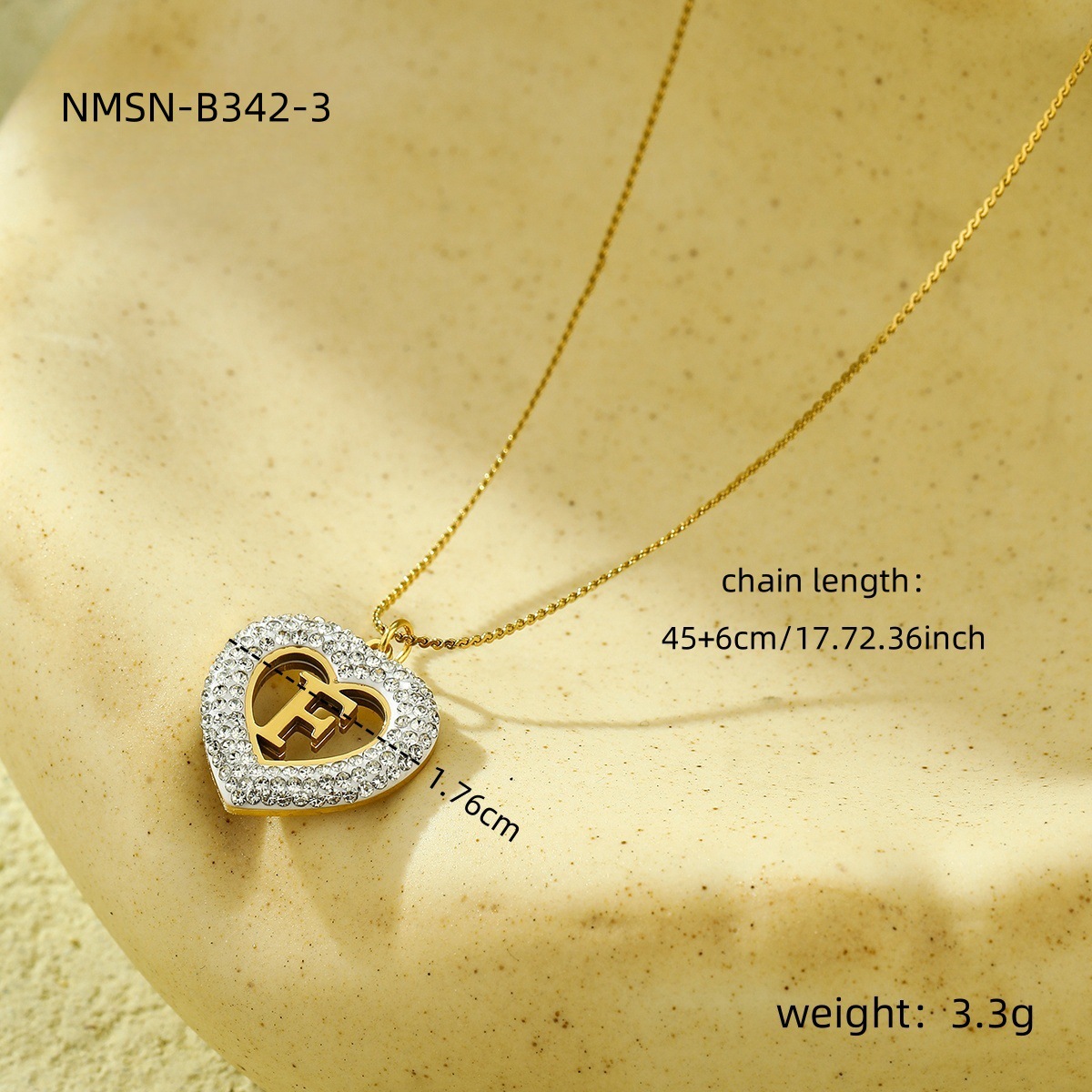 1 Piece Quantity Wholesale Jewelry Lady Heart Shape 304 Stainless Steel Zircon Plating Pendant Necklace