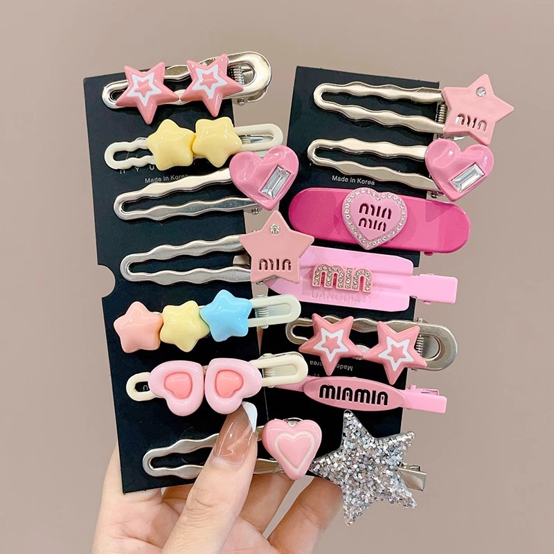 Rosa Linda estrella horquilla lado femenino clip de pelo amor de los niños BB clip de pelo roto horquilla bebé tocado