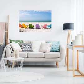 外贸热销加勒比海海滩假期3D窗户效果帆布墙艺术图片印刷高清喷绘