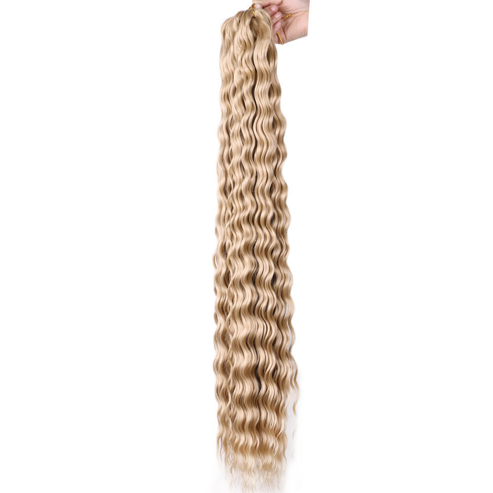 Peluca de Fibra Sintética, Cabello con Ondas Profundas, Ondas Grandes, 30 Pulgadas, 120g, Fábrica de Cabello de Crochet Xuchang