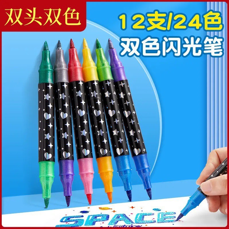 Doble cabeza de doble color marcador de flash nuevo tipo de pinza de gel de flash pintura de acrílico para niños copiar a mano color