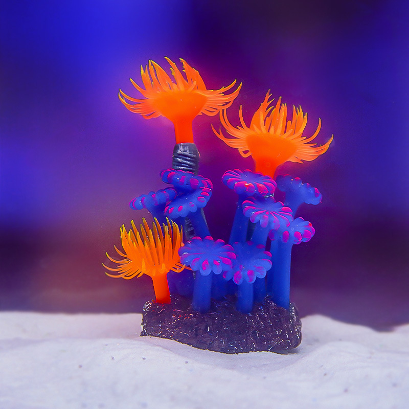 Luminoso decoración coral paisaje decoración pecera acuario paisajismo artesanía simulación coral de silicona decoración del acuario