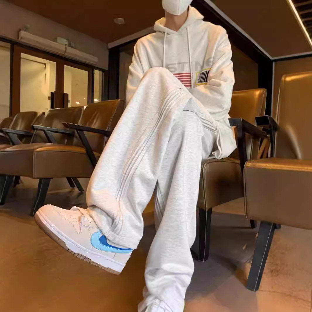 2024 New Style Loose Fit Sweatpants for Men and Women, Autumn and Winter, American Retro Solid Color Wide Leg Pants, Youthful Flow Casual Pants Trendy