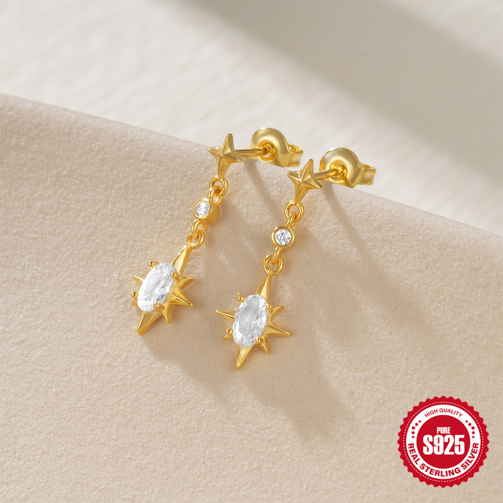1g Weight 925 Sterling Silver Ear Needle Material 18K Gold Plated Plating Material Drop Earrings Classification 1 Pair Quantity Date, Tea Party Occasion 925 Sterling Silver Material Geometric Pattern All Seasons Season Women's Gender Elegant, Sweet Style 1 Pair 18K Gold Plated 925 Sterling Silver 925 Sterling Silver Earrings Geometric Drop Earrings 30