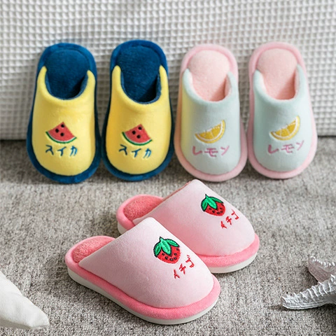 Симпатичные мультипликационные детские хлопчатобумажные тапочки для девочек мужские теплые нескользящие детские детские осенние и зимние домашние хлопковые туфли