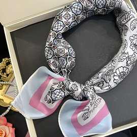 100%桑蚕丝小方巾65丝巾高级感时尚百搭小领巾女士真丝围巾可礼盒