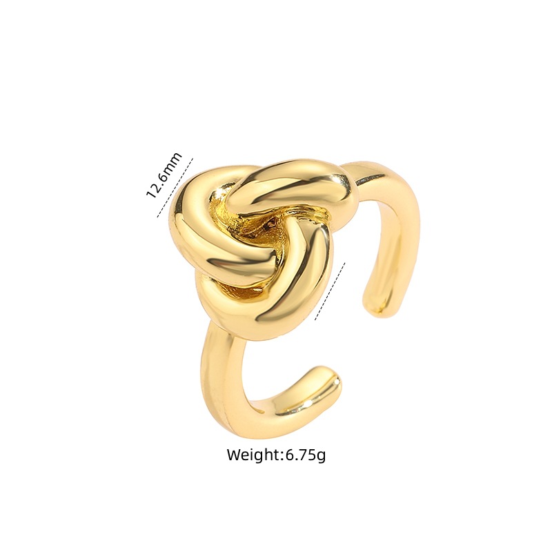 4g Weight Open Rings Classification Adjustable Ring Size 1 Piece Quantity Daily Occasion Copper Material Geometric, Solid Color, Knot Pattern Women's Gender Retro Style Copper Geometric Solid Color Knot Open Rings 4